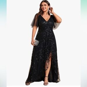 Ever-Pretty Sequin V Neck Evening Gown S US Black